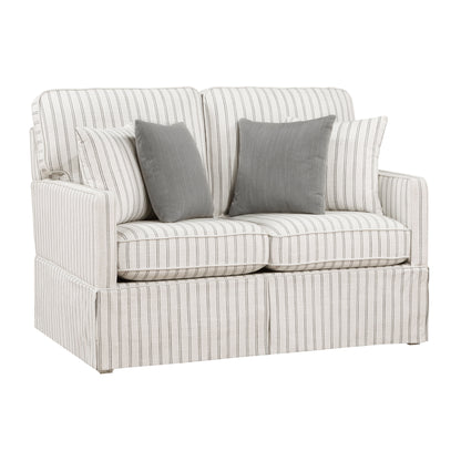 Homelegance Hampstead Loveseat in White and Gray Stripe 8557-2