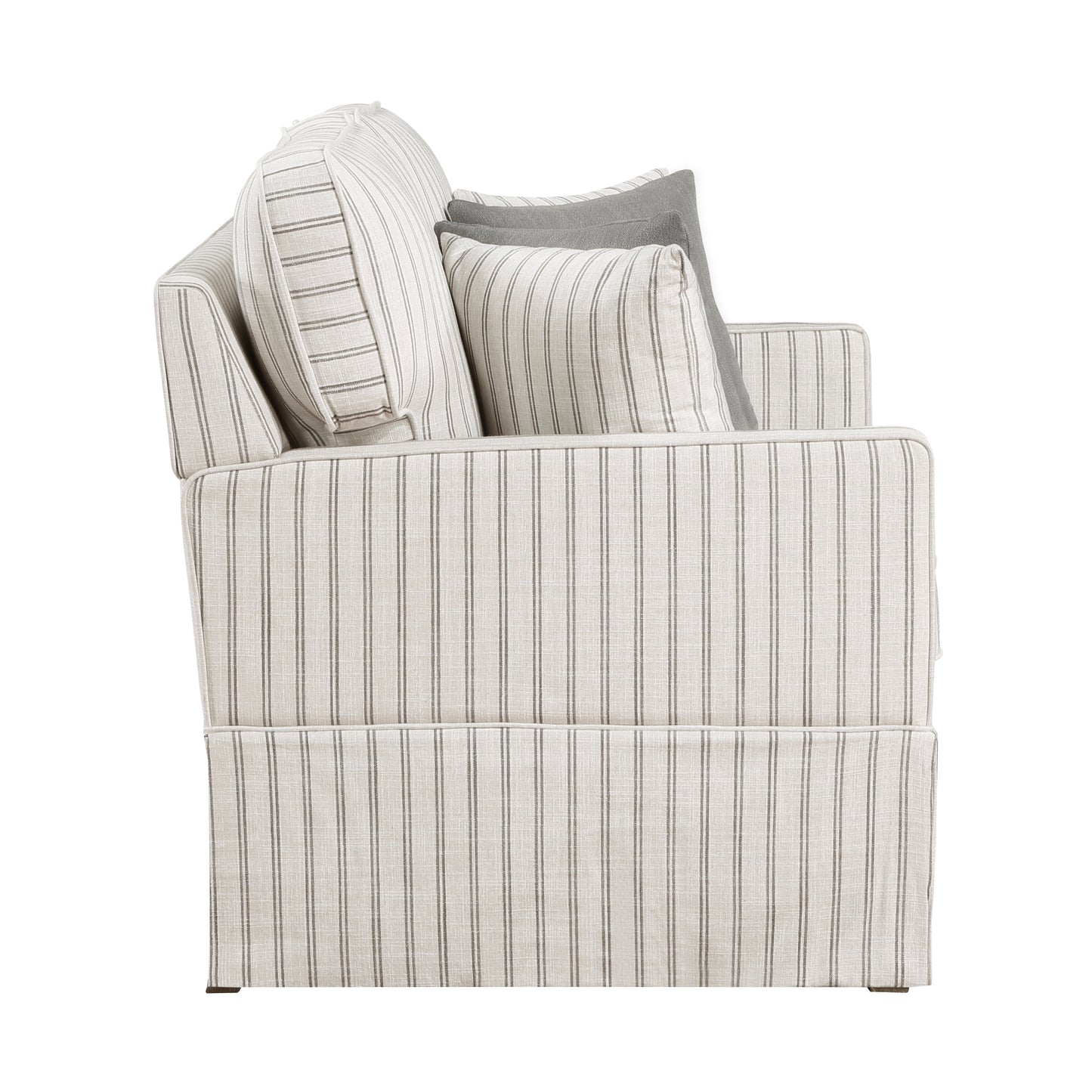 Homelegance Hampstead Loveseat in White and Gray Stripe 8557-2