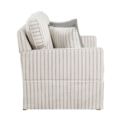 Homelegance Hampstead Loveseat in White and Gray Stripe 8557-2