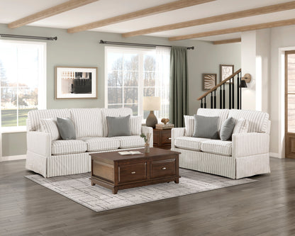Homelegance Hampstead Loveseat in White and Gray Stripe 8557-2