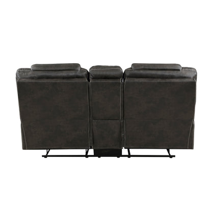 Homelegance Gainesville Loveseat Reclining with Center Console in Chocolate 8560PM-2