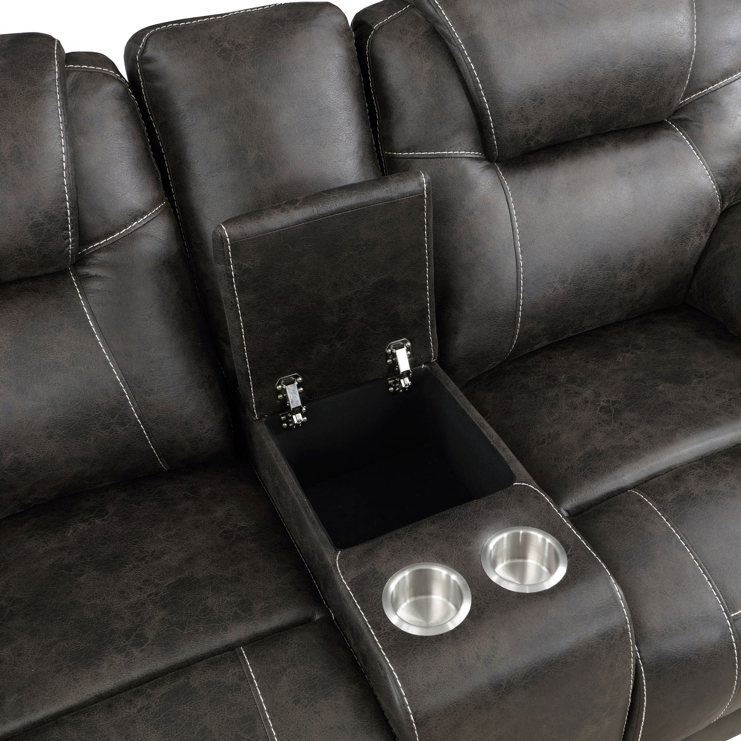 Homelegance Gainesville Loveseat Reclining with Center Console in Chocolate 8560PM-2
