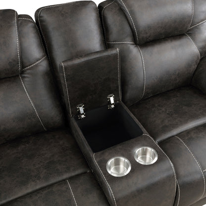 Homelegance Gainesville Loveseat Reclining with Center Console in Chocolate 8560PM-2