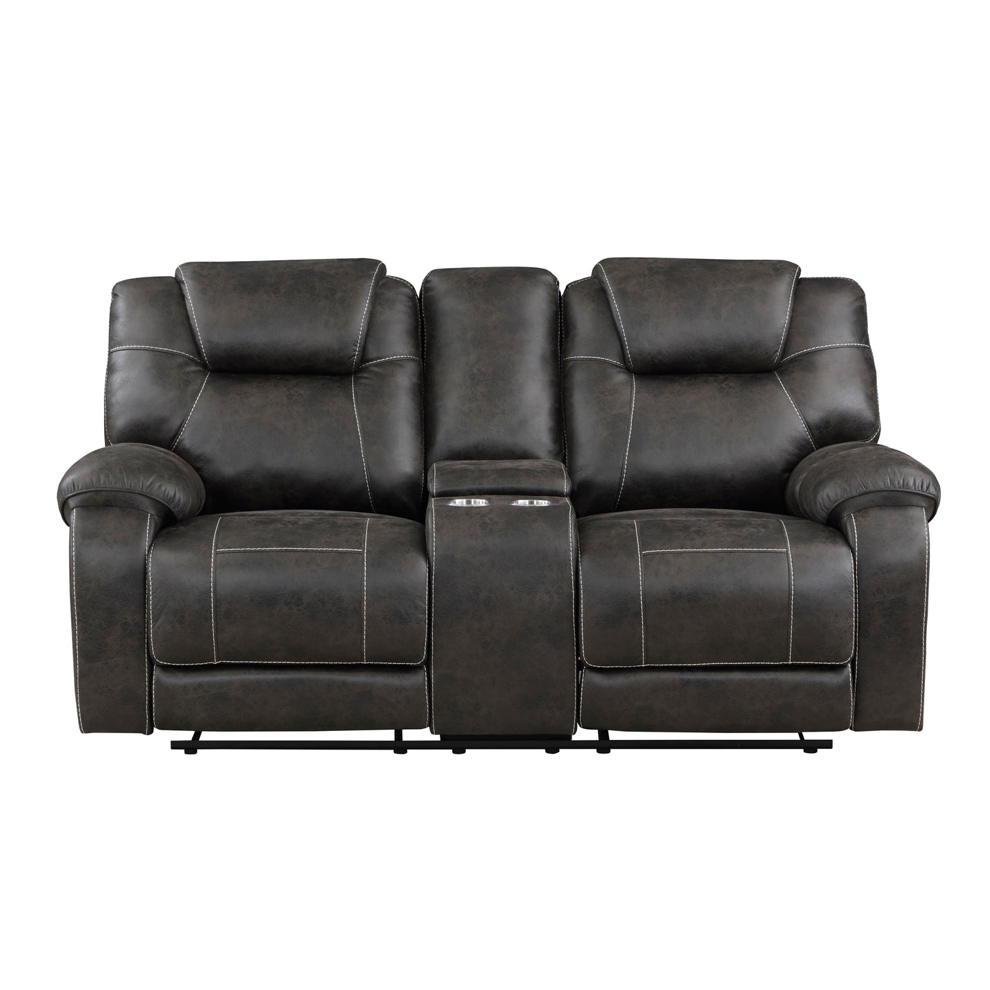 Homelegance Gainesville Loveseat Reclining with Center Console in Chocolate 8560PM-2