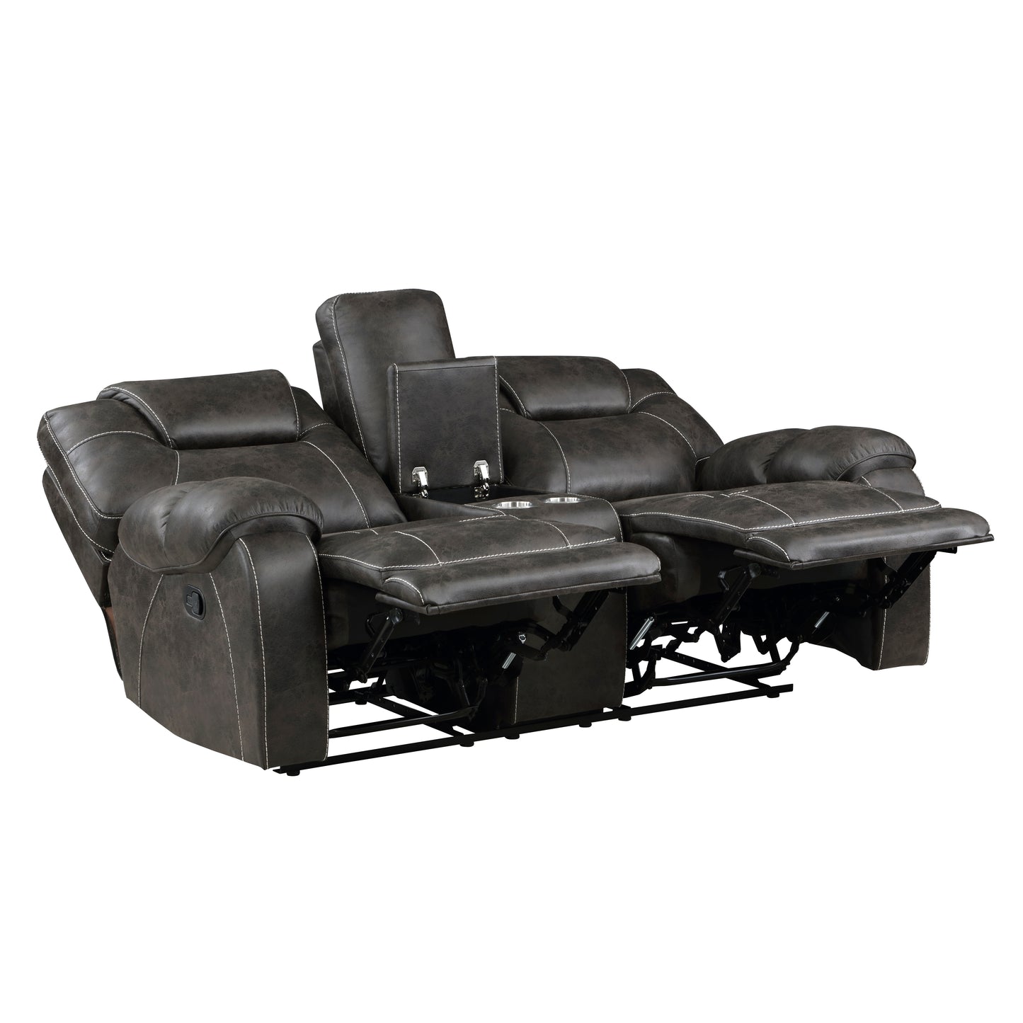 Homelegance Gainesville Loveseat Reclining with Center Console in Chocolate 8560PM-2