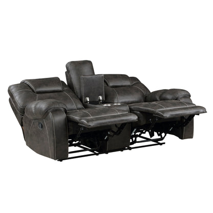 Homelegance Gainesville Loveseat Reclining with Center Console in Chocolate 8560PM-2