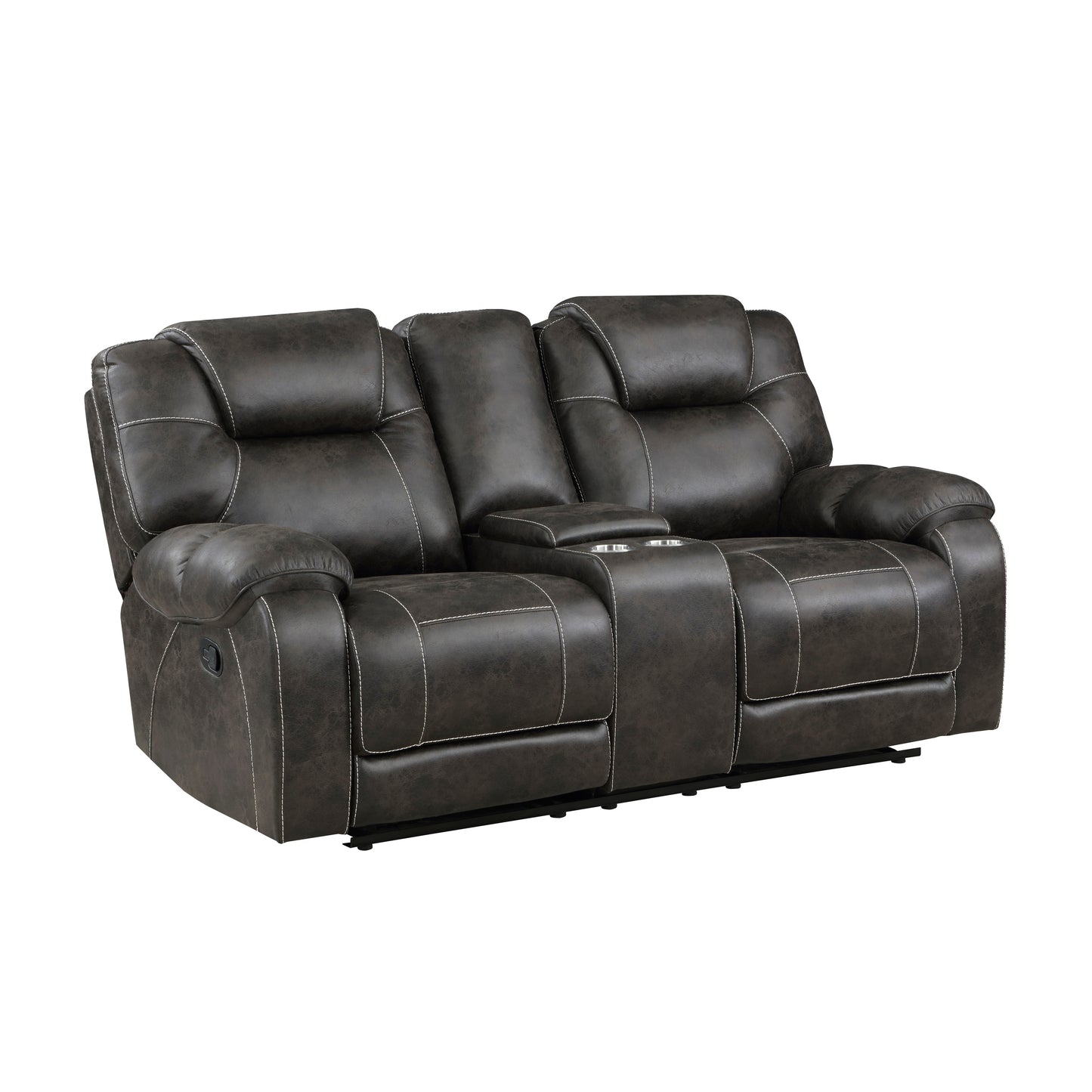 Homelegance Gainesville Loveseat Reclining with Center Console in Chocolate 8560PM-2