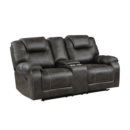 Homelegance Gainesville Loveseat Reclining with Center Console in Chocolate 8560PM-2