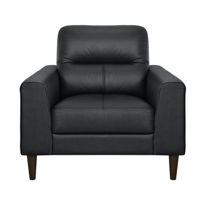 Homelegance Lewes Accent Chair in Black Leather with Solid Wood Legs 8566BLK-1