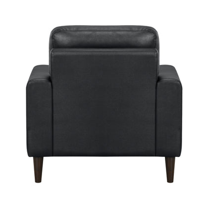 Homelegance Lewes Accent Chair in Black Leather with Solid Wood Legs 8566BLK-1