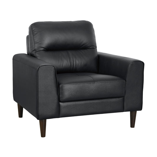 Homelegance Lewes Accent Chair in Black Leather with Solid Wood Legs 8566BLK-1