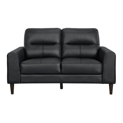 Homelegance Lewes Loveseat in Black Leather 8566BLK-2