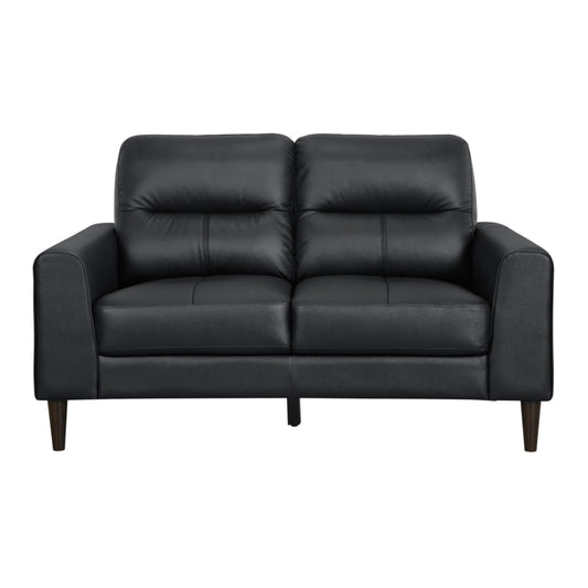 Homelegance Lewes Loveseat in Black Leather 8566BLK-2