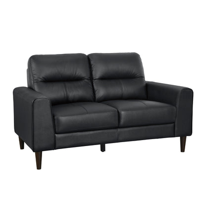 Homelegance Lewes Loveseat in Black Leather 8566BLK-2