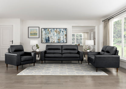 Homelegance Lewes Accent Chair in Black Leather with Solid Wood Legs 8566BLK-1