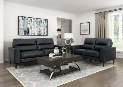 Homelegance Lewes Loveseat in Black Leather 8566BLK-2