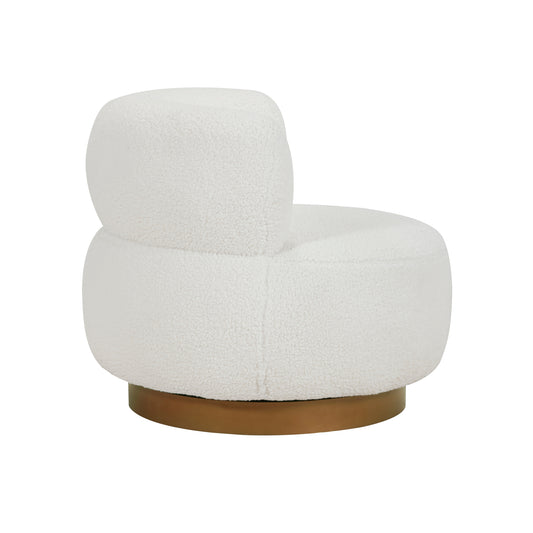 Homelegance Novella Swivel Accent Chair in White Sherpa Fabric 8568WH-1