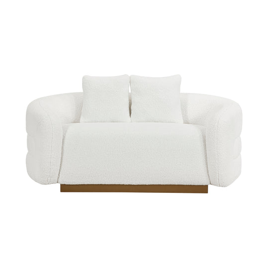 Homelegance Novella Loveseat in White Sherpa Fabric 8568WH-2