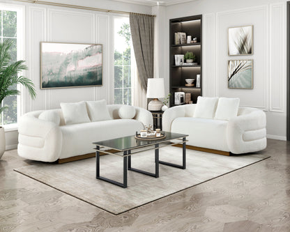 Homelegance Novella Loveseat in White Sherpa Fabric 8568WH-2