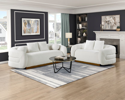 Homelegance Novella Loveseat in White Sherpa Fabric 8568WH-2
