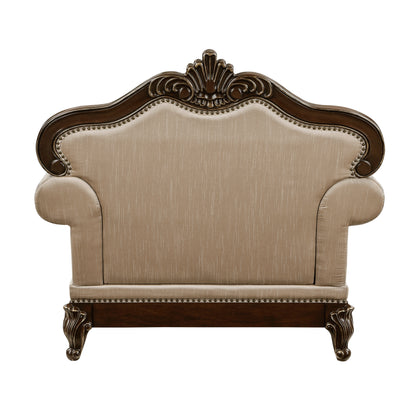 Homelegance Balthasar Accent Chair in Brown Chenille with Cherry Finish 8570-1