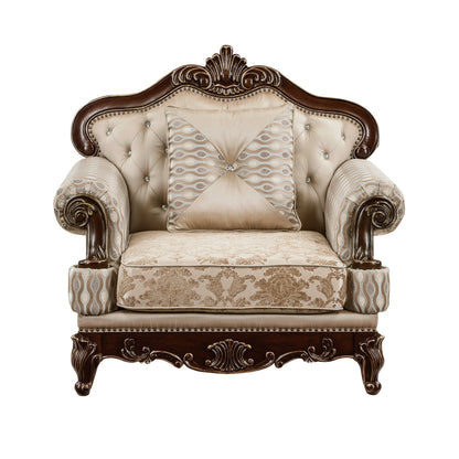 Homelegance Balthasar Accent Chair in Brown Chenille with Cherry Finish 8570-1