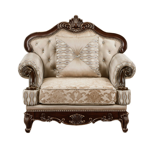 Homelegance Balthasar Accent Chair in Brown Chenille with Cherry Finish 8570-1
