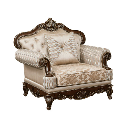 Homelegance Balthasar Accent Chair in Brown Chenille with Cherry Finish 8570-1