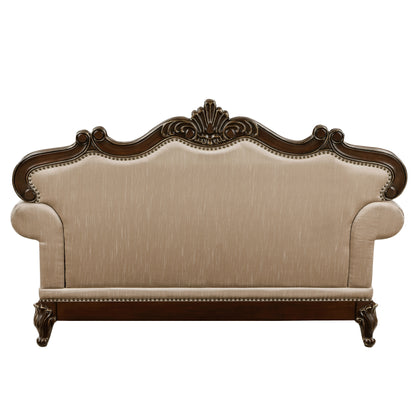 Homelegance Balthasar Loveseat in Brown Chenille with Cherry Finish 8570-2