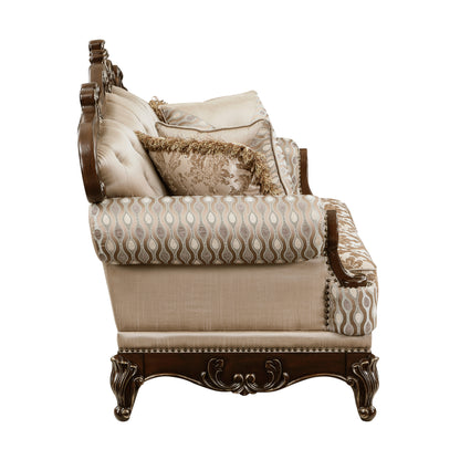 Homelegance Balthasar Loveseat in Brown Chenille with Cherry Finish 8570-2