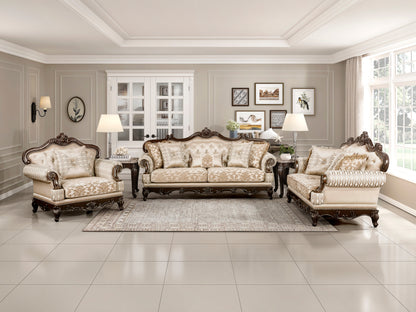 Homelegance Balthasar Loveseat in Brown Chenille with Cherry Finish 8570-2