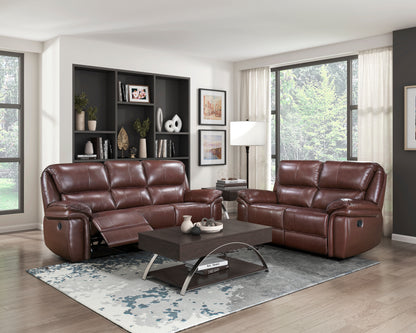 Homelegance Lyman Brown Leather Loveseat Reclining 8588BR-2