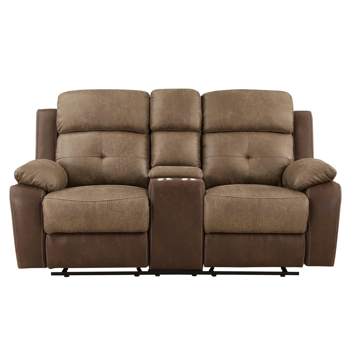 Homelegance Glendale Loveseat Glider Reclining in Brown 8599BR-2
