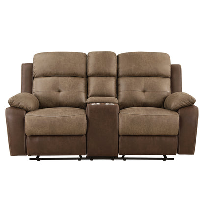 Homelegance Glendale Loveseat Glider Reclining in Brown 8599BR-2