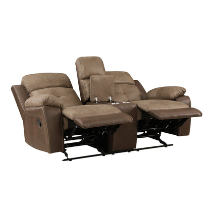 Homelegance Glendale Loveseat Glider Reclining in Brown 8599BR-2