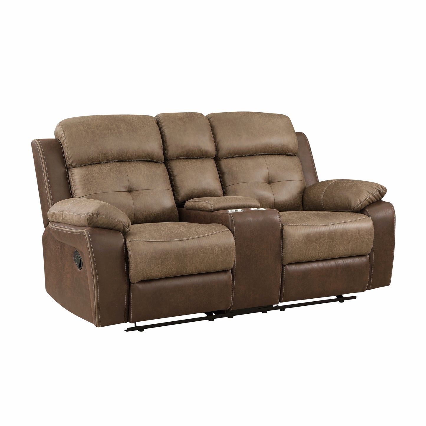 Homelegance Glendale Loveseat Glider Reclining in Brown 8599BR-2