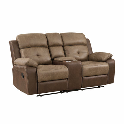 Homelegance Glendale Loveseat Glider Reclining in Brown 8599BR-2