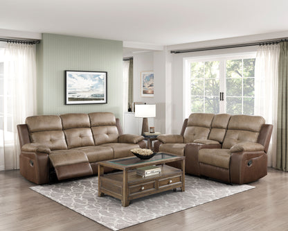 Homelegance Glendale Loveseat Glider Reclining in Brown 8599BR-2