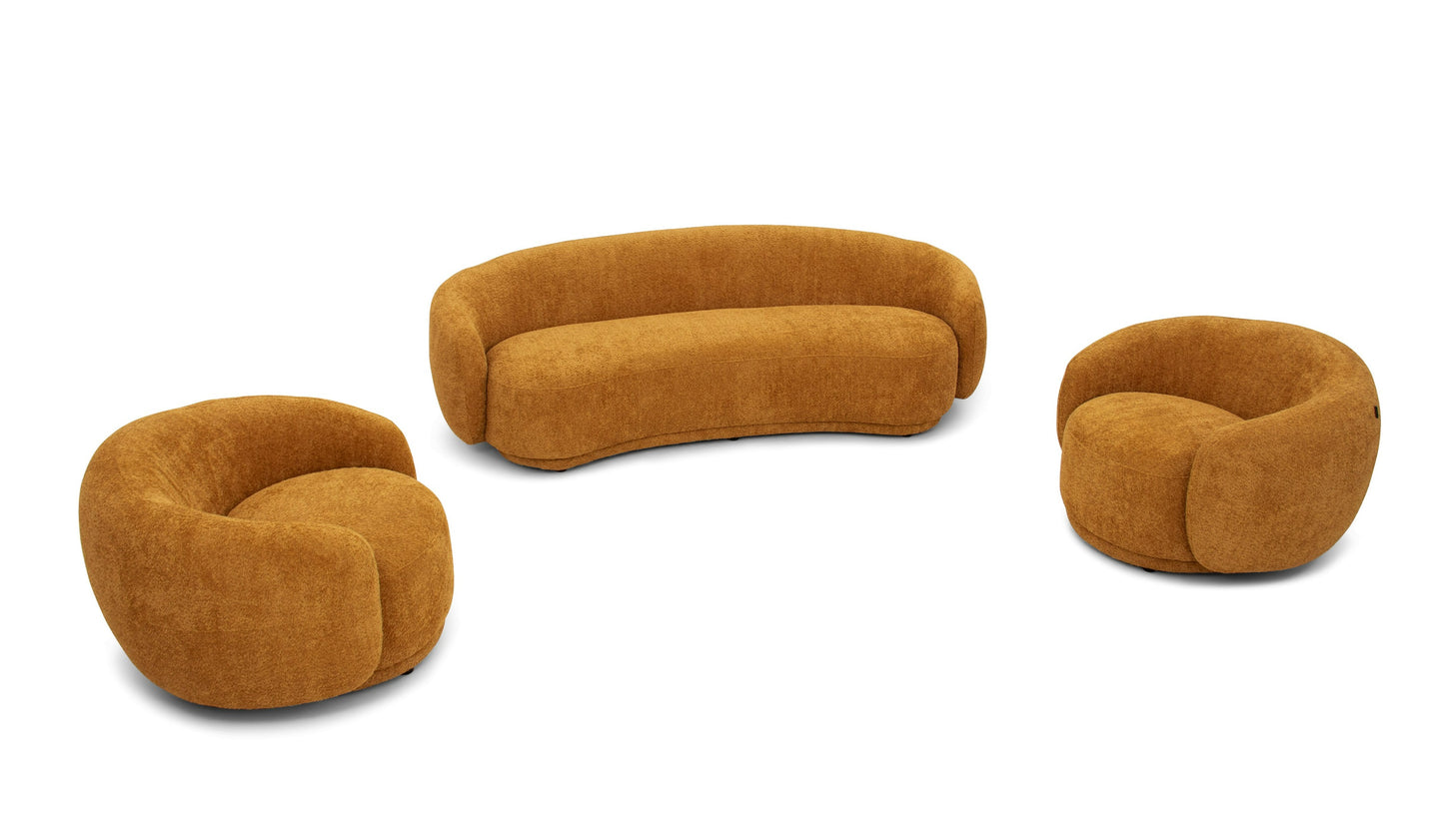 Divani Casa Andrew Modern Orange Fabric Sofa Set