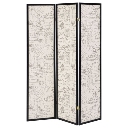 Felice 3-Panel Room Divider Folding Screen French Script