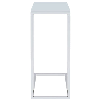 Stella Glass Top C-Shaped Sofa Side Table Chrome