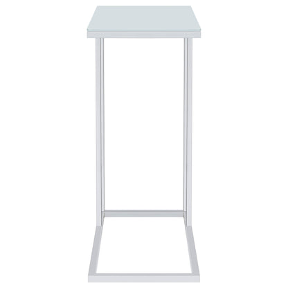 Stella Glass Top C-Shaped Sofa Side Table Chrome