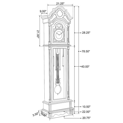 Diggory Grandfather Clock with Adjustable Chime Brown Red