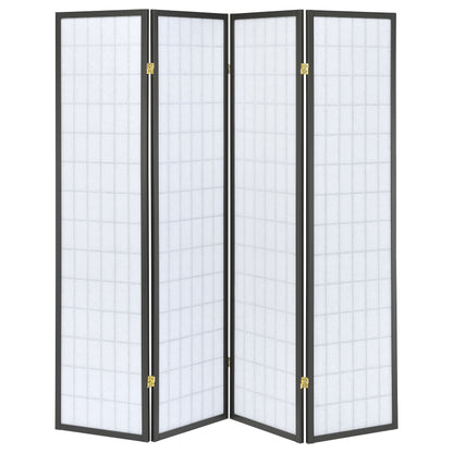 Roberto 4-Panel Room Divider Folding Shoji Screen Dark Grey