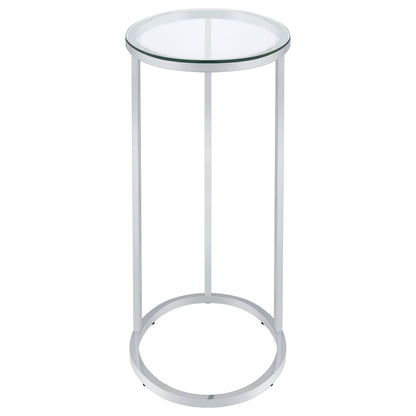 Kyle Oval Glass Top C-Shaped Sofa Side Table Chrome