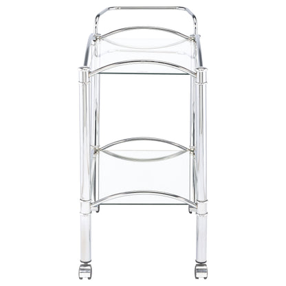 Shadix 2-tier Rectangular Glass Shelf Metal Bar Cart Chrome