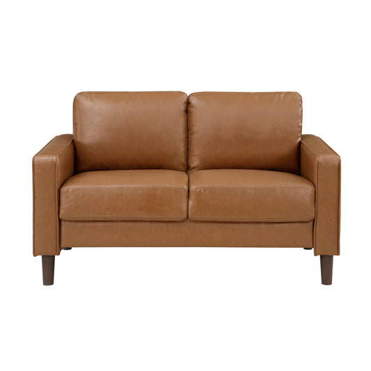 Homelegance Malcolm Loveseat in Brown Faux Leather 9203BRW-2