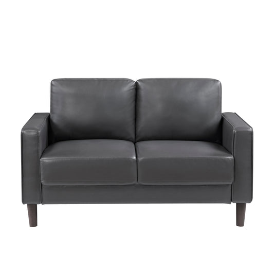 Homelegance Malcolm Loveseat in Dark Gray Faux Leather 9203DGY-2