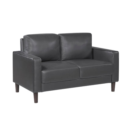 Homelegance Malcolm Loveseat in Dark Gray Faux Leather 9203DGY-2