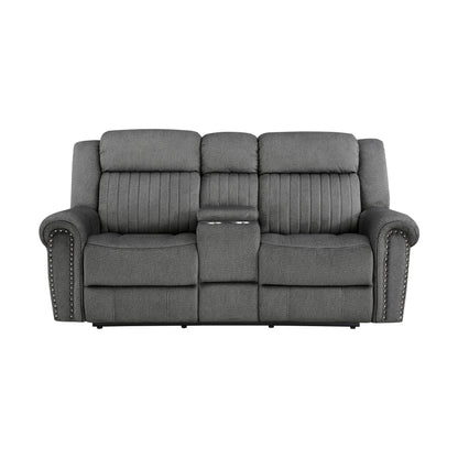 Homelegance Brennen Loveseat Power Reclining Charcoal with Center Console 9204CC-2PW